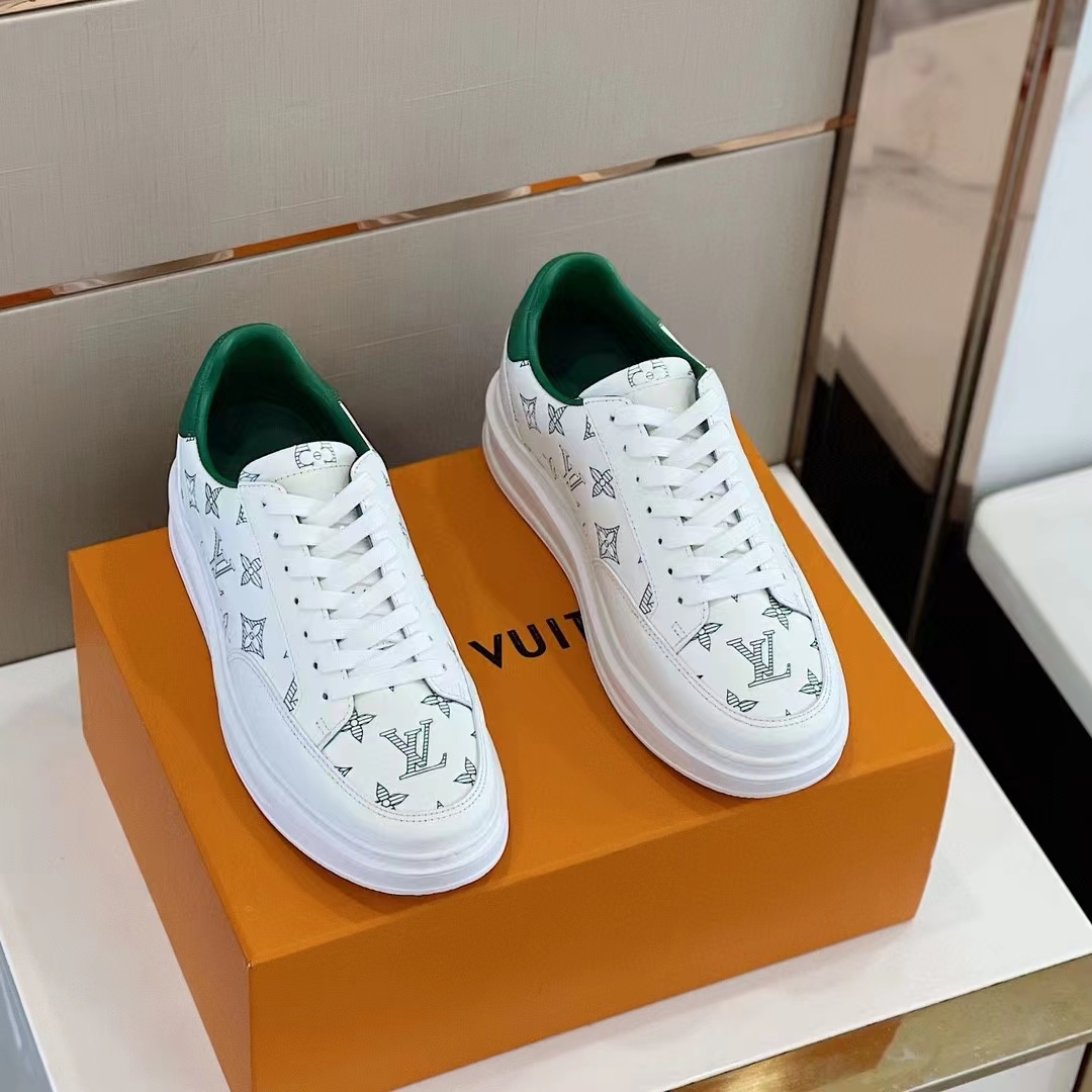 Louis Vuitton Unisex Beverly Hills Sneaker Green Monogram-Printed Calf Leather Rubber Outsole