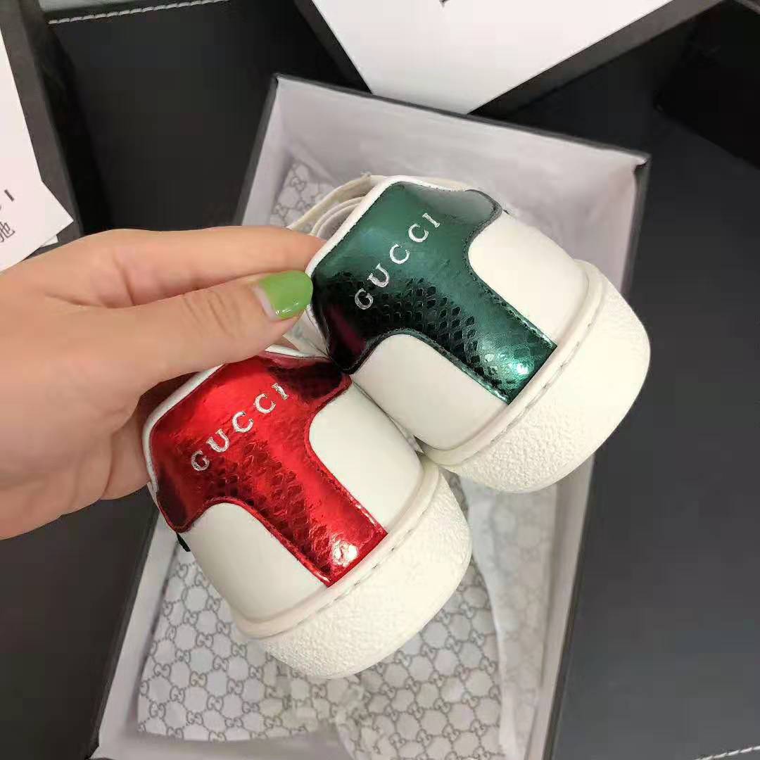 Gucci Men Ace Embroidered Sneaker with Embroidered Kingsnake Appliqué-White