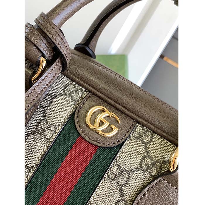 Gucci GG Women Ophidia Medium GG Top Handle Bag Beige Ebony Supreme