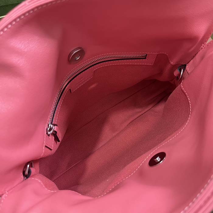 Gucci Women GG Blondie Small Tote Bag Pink Leather Round Interlocking G