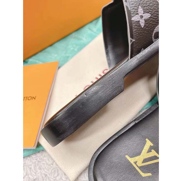 Louis Vuitton LV Unisex Oasis Mule Eclipse Black Monogram Grained Calf Leather Rubber