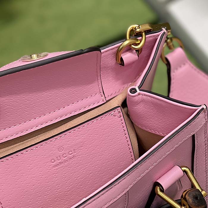 Gucci GG Women Diana Mini Tote Bag Pink Leather Double G