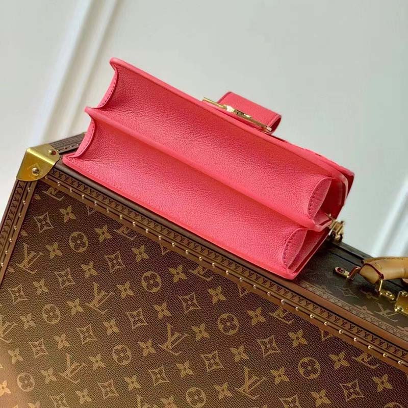 Louis Vuitton LV Women Mini Dauphine Handbag Fluo Pink Tufted Grained Calfskin Leather