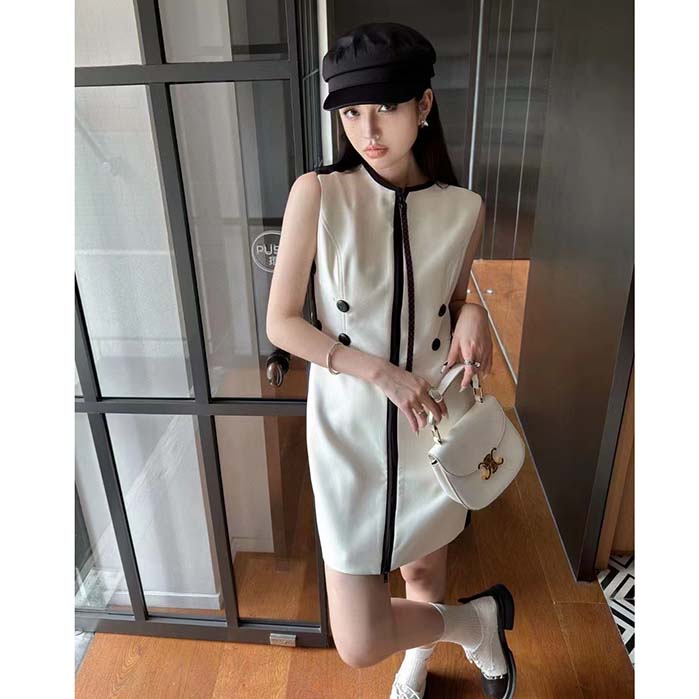 Louis Vuitton Women LV Fitted Scuba Dress Eggshell Beige 1AFF99