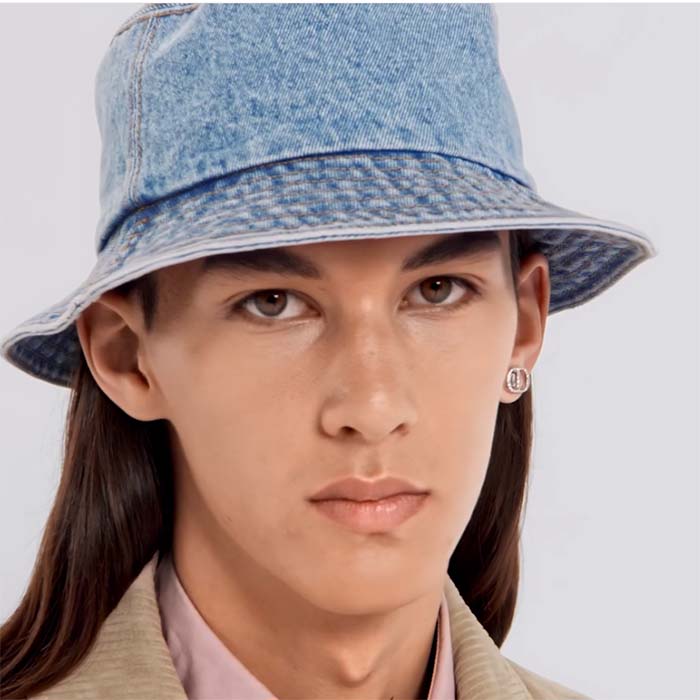 Dior Unisex CD Dior Denim Bucket Hat Light Blue Cotton