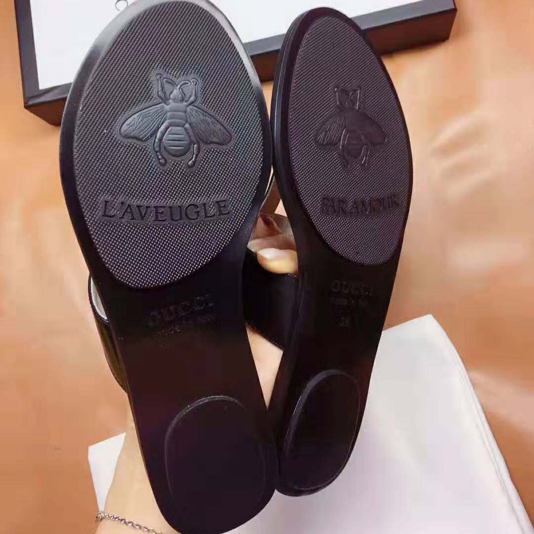 Gucci Men Leather Thong Sandal with Double G-Black