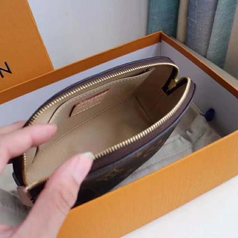 Louis Vuitton LV Women Cosmetic Pouch in Monogram Canvas-Brown