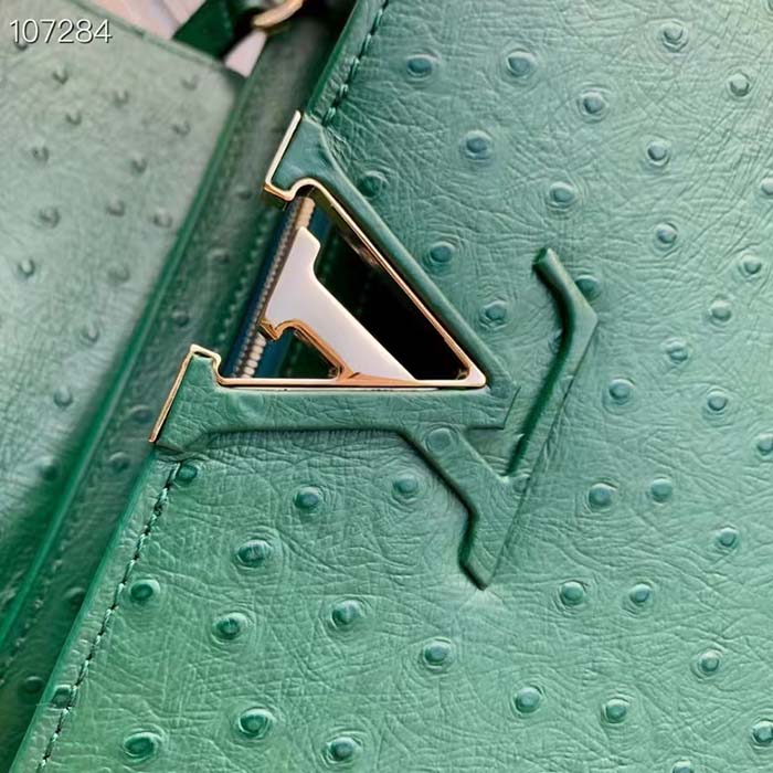 Louis Vuitton LV Women Capucines BB Menthe Mint Ostrich Leather Monogram Flower
