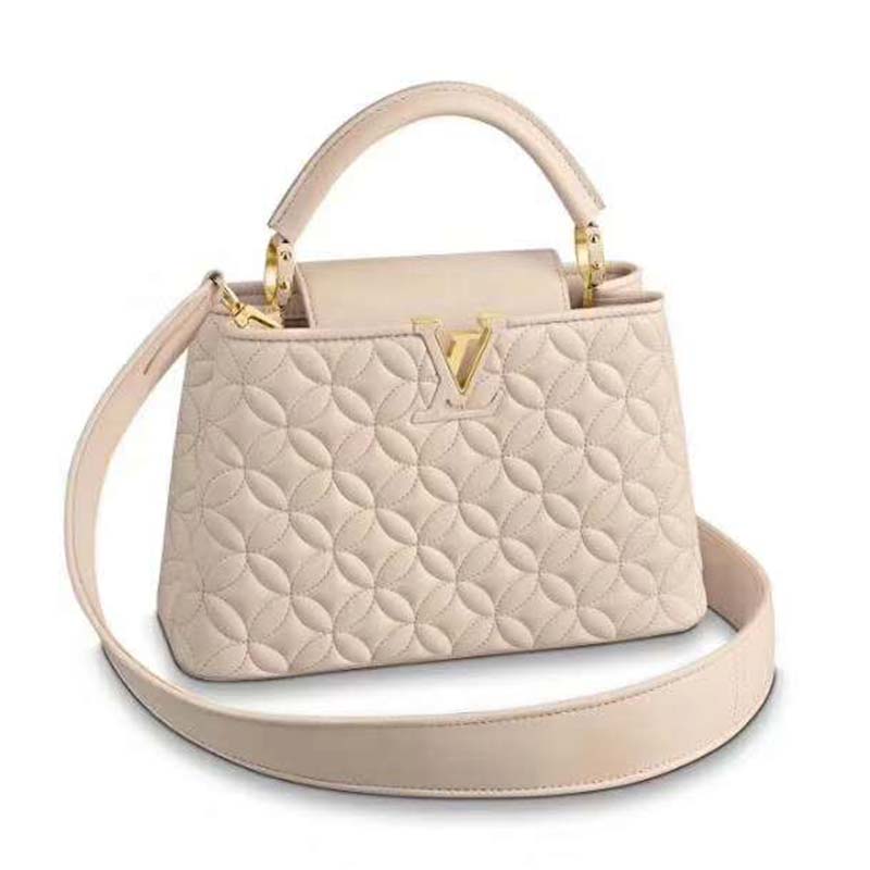 Louis Vuitton LV Women Capucines PM Handbag in Lambskin with Monogram Flowers