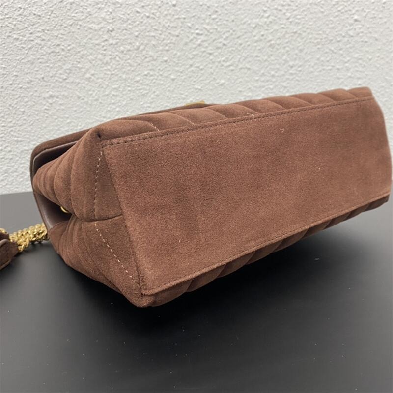 LSY Loulou Quilted Suede Shoulder Bag