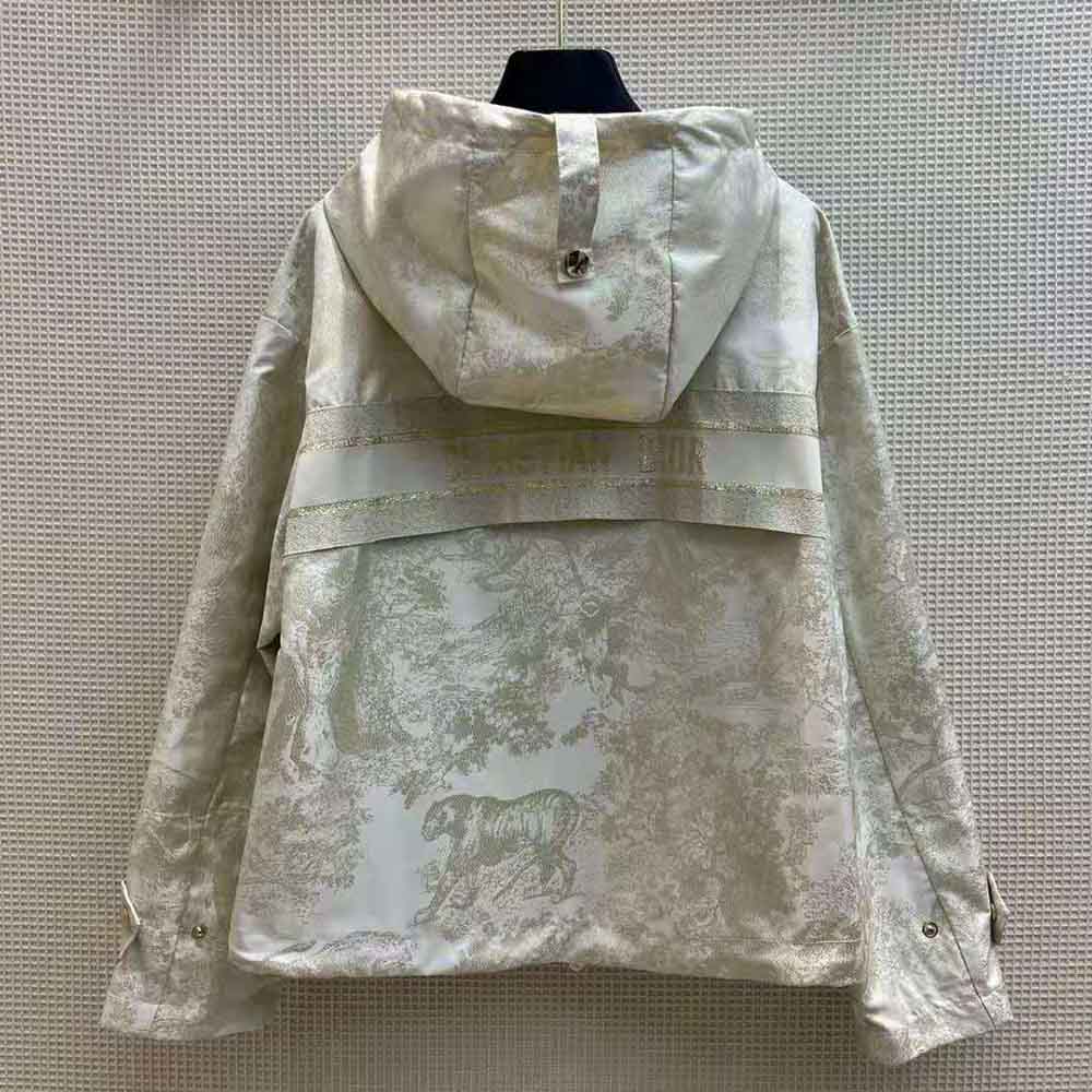 Dior Women D-Way Windbreaker Gold-Tone Technical Taffeta Jacquard