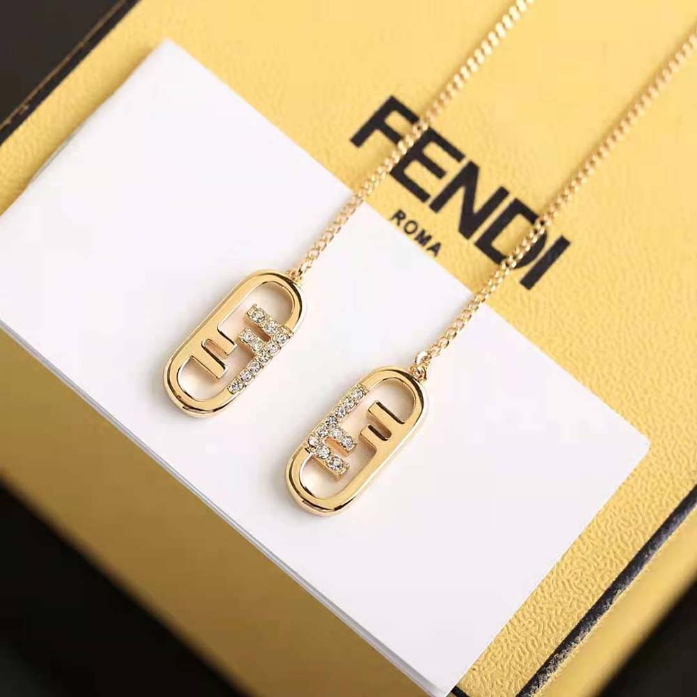 Fendi Women Fine Chain Earrings with Fendi O’Lock Pendant