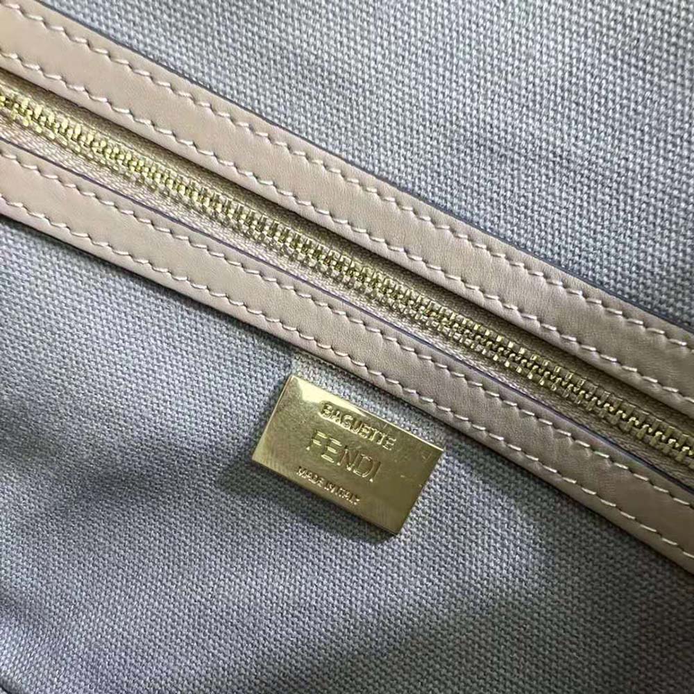 Fendi Women Lconic Medium Baguette Gray FF Canvas Bag