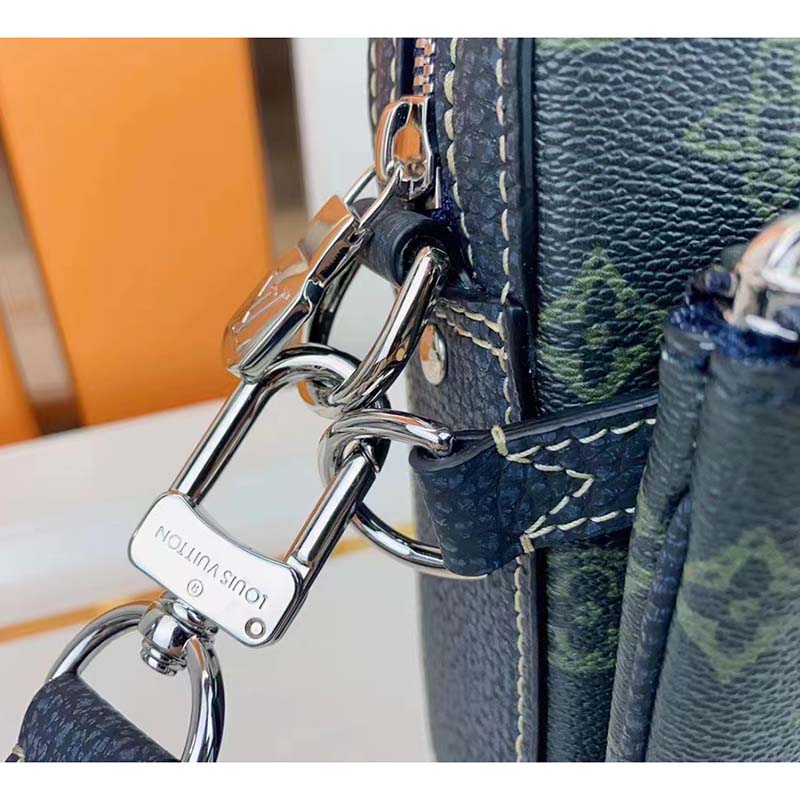 Louis Vuitton LV Unisex Trio Messenger Bag Dark Green Monogram Coated Canvas Cowhide