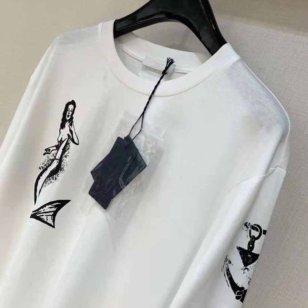 Prada Women Printed Cotton T-shirt with the Lettering Logo-White