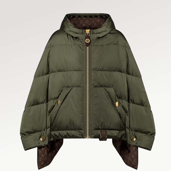 Louis Vuitton LV Men Monogram Accent Pillow Puffer Cape Khaki Regular Fit