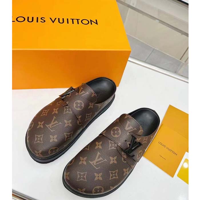 Louis Vuitton Unisex LV Easy Mule Ebene Monogram Canvas Adjustable Strap Anatomic Insole