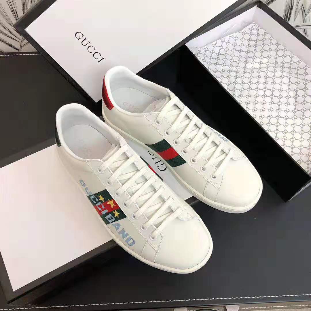Gucci Unisex Ace Sneaker with Gucci Band-White