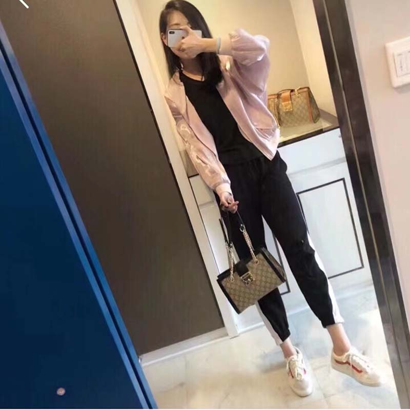 Gucci Women Padlock GG Small Shoulder Bag Black Beige Ebony Supreme Canvas