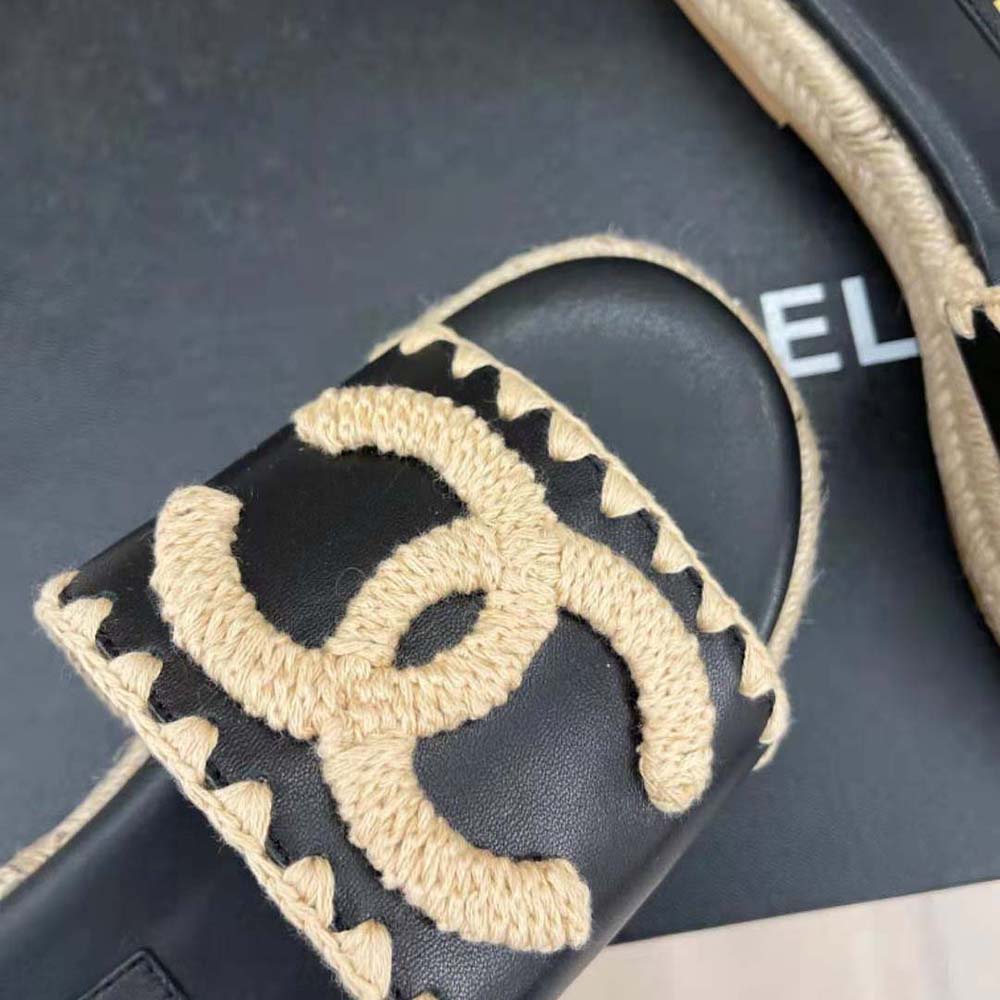 Chanel Women Mules Lambskin Beige & Black