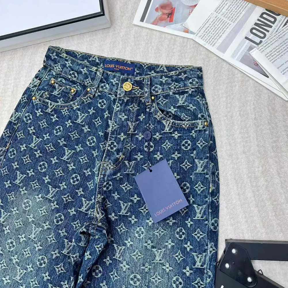 Louis Vuitton Women Monogram Flared Jeans in Washed Denim