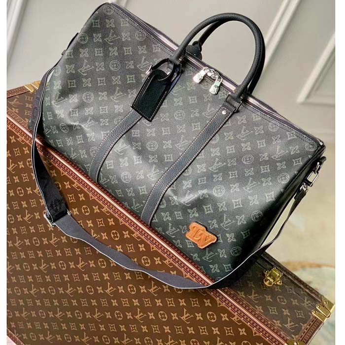 Louis Vuitton LV Unisex Keepall Bandoulière 50 Travel Bag Dark Green Monogram Coated Canvas