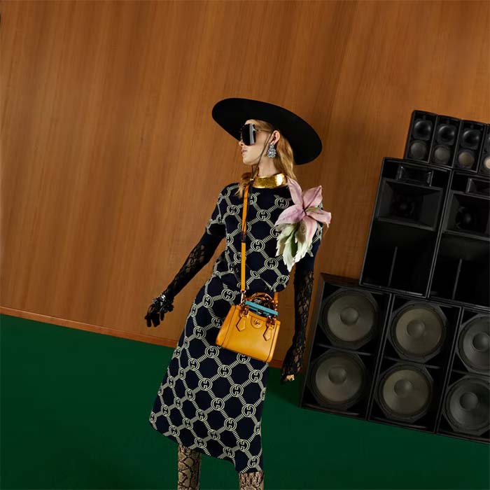 Gucci GG Women Diana Mini Tote Bag Yellow Leather Double G