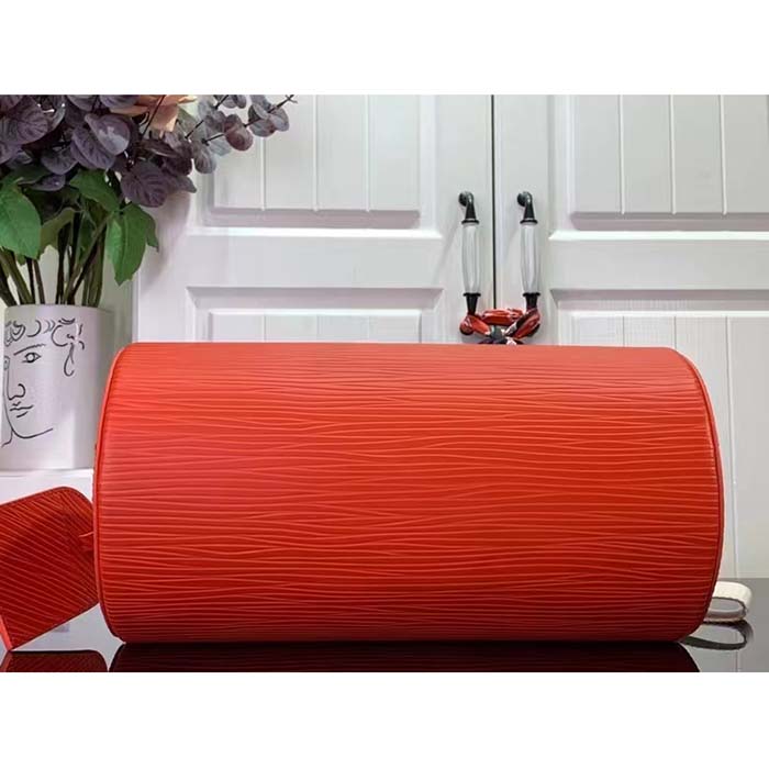 Louis Vuitton LV Unisex Soft Polochon MM Vermillion Red Epi XL Grained Cowhide Leather