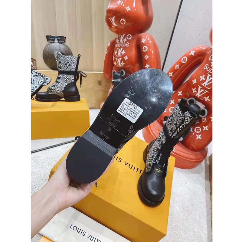 Louis Vuitton LV Women Since 1854 Metropolis Flat Ranger Gray Jacquard Textile Calf Leather