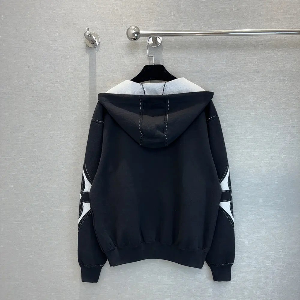 Louis Vuitton Women Graphic Intarsia Zipped Cotton Hoodie 1AFXKW