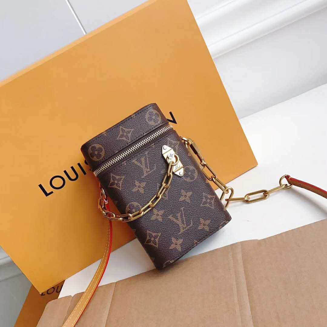 Louis Vuitton LV Unisex Phone Box Bag in Monogram Coated Canvas-Brown