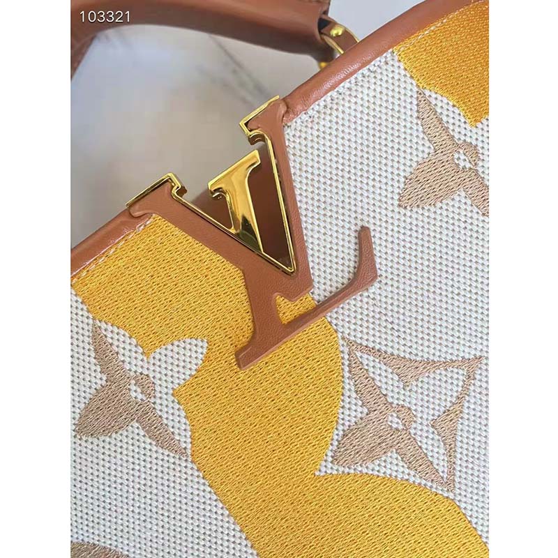 Louis Vuitton LV Women Capucines BB Handbag Yellow Calfskin Canvas