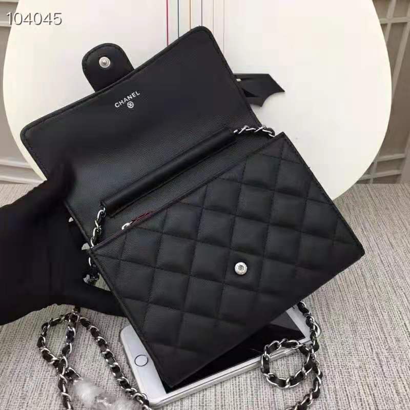 Chanel Women Classic Clutch with Chain in Lambskin Leather-Black