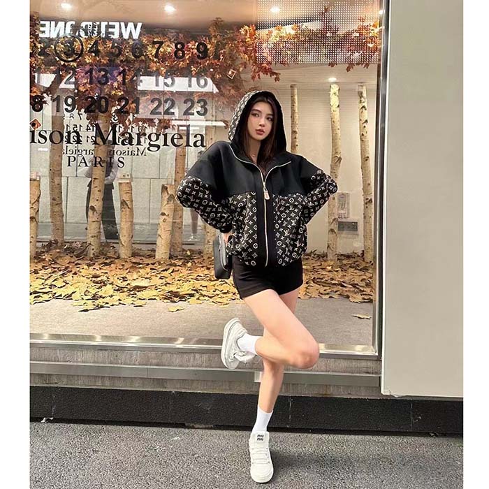 Louis Vuitton LV Women LV Monogram Jacquard Knit Jacket Silk Polyamide Elastane Black Brown