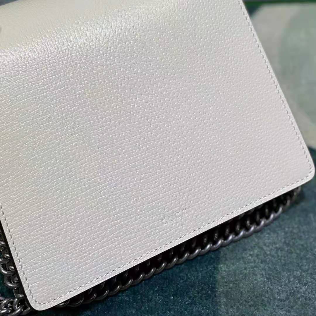 Gucci Women Dionysus Mini Leather Bag White Textured Leather Tiger Head