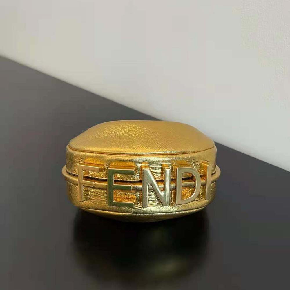 Fendi Women Nano Fendigraphy Gold Leather Charm