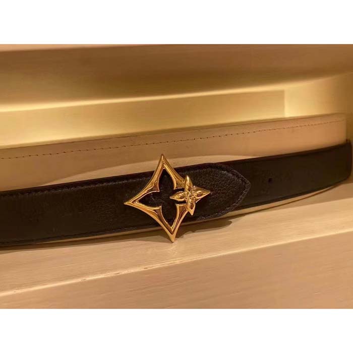 Louis Vuitton Unisex LV Flowergram 30 MM Reversible Belt Monogram Canvas Black Empreinte Leather