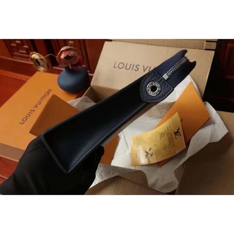 Louis Vuitton LV Unisex Pochette Voyage MM Blue Cowhide Leather