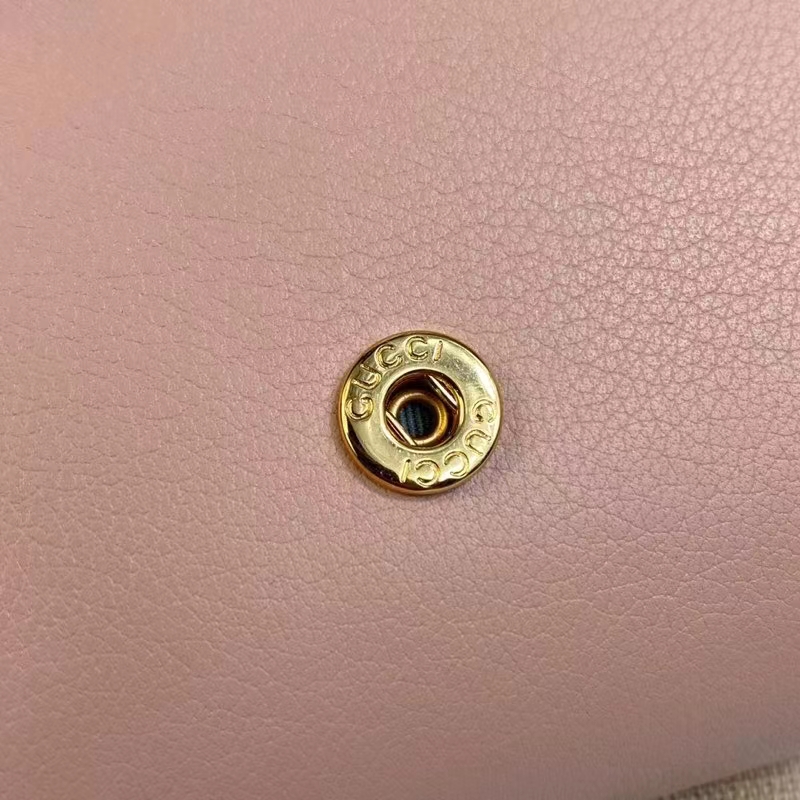 Gucci Women GG Blondie Medium Chain Wallet Pink Leather Round Interlocking G