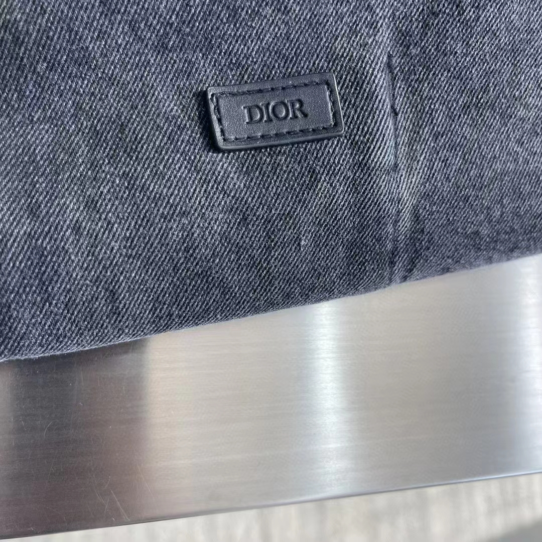 Dior Men CD Overshirt Black Cotton Twill Laser-Faded Vintage Effect Heavy-Weight Denim