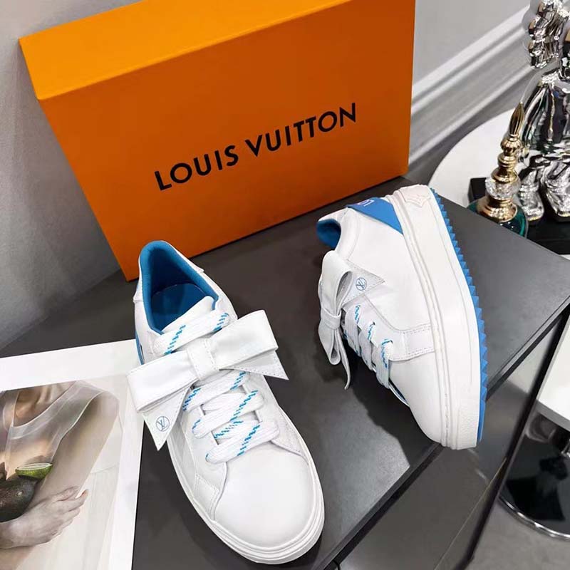 Louis Vuitton Unisex LV Shoes Time Out Sneaker Light Blue Calf Leather Rubber Outsole