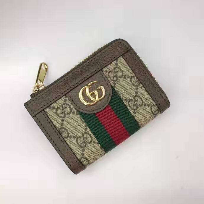 Gucci Unisex Ophidia Zip Around Wallet Beige Ebony GG Supreme Canvas