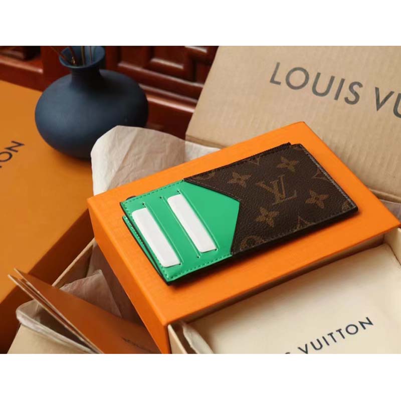 Louis Vuitton LV Unisex Coin Card Holder Monogram Macassar Coated Canvas Green