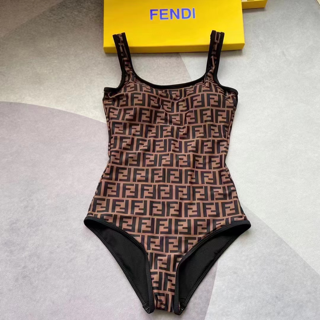 Fendi Women FF Swimsuit Brown Lycra Swimsuit