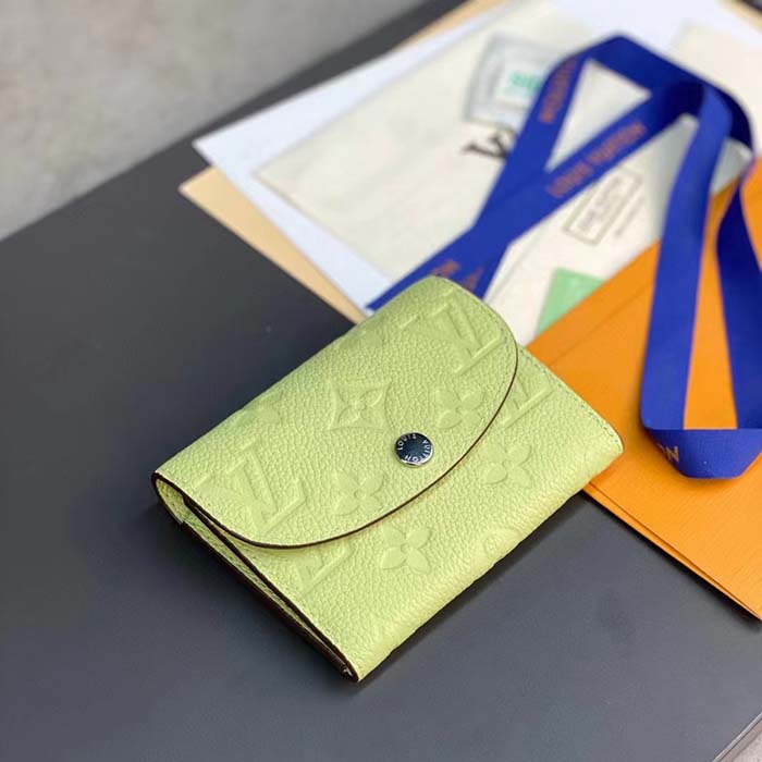 Louis Vuitton LV Unisex Rosalie Coin Purse Green Monogram Empreinte Embossed Supple Grained Cowhide Leather