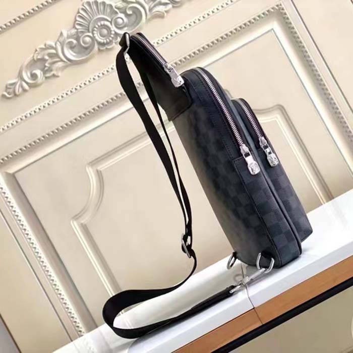 Louis Vuitton LV Unisex Avenue Sling Bag Grey Damier Graphite Coated Canvas Cowhide