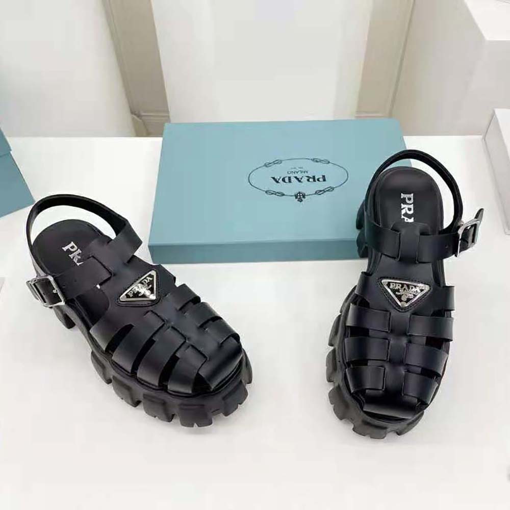 Prada Women Foam Rubber Sandals in 55 mm Heel Height-Black