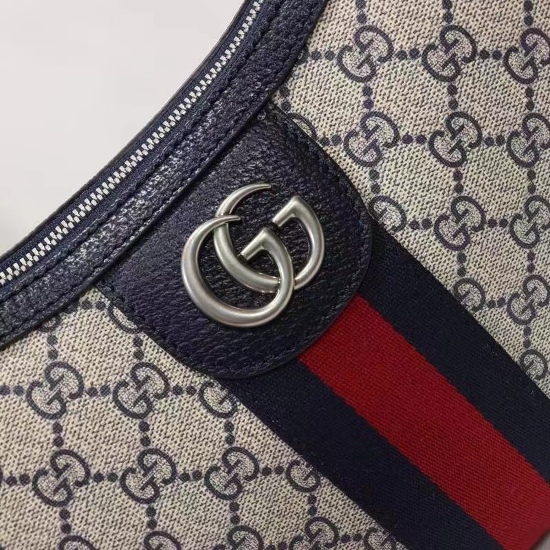 Gucci Unisex Ophidia GG Small Shoulder Bag Beige Blue GG Supreme Canvas