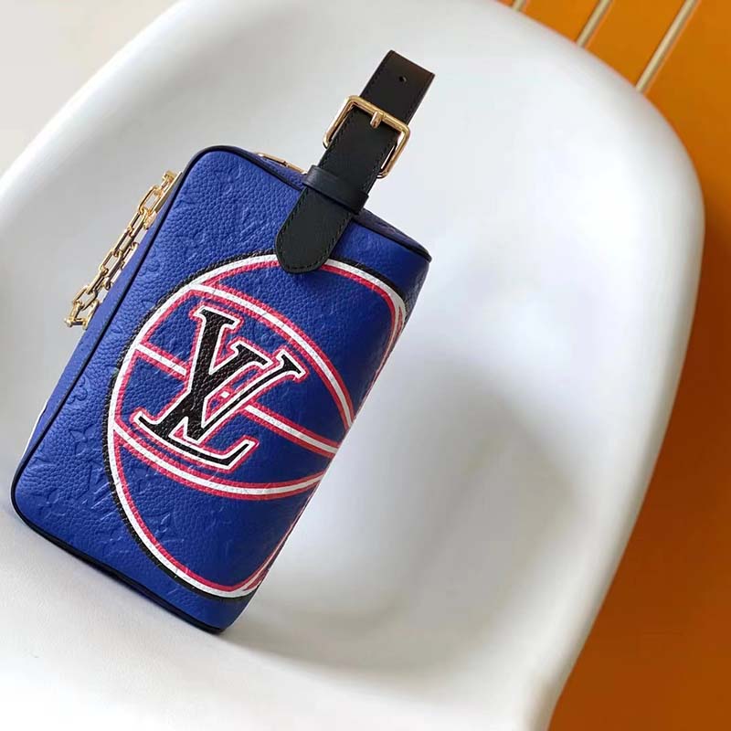 Louis Vuitton LV Unisex LV x NBA Dopp Kit Blue Embossed Taurillon Leather