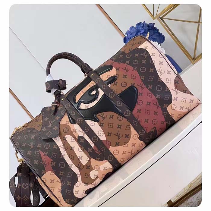 Louis Vuitton LV Unisex Keepall Bandoulière 45 Brown Monogram Coated Canvas Cowhide Leather